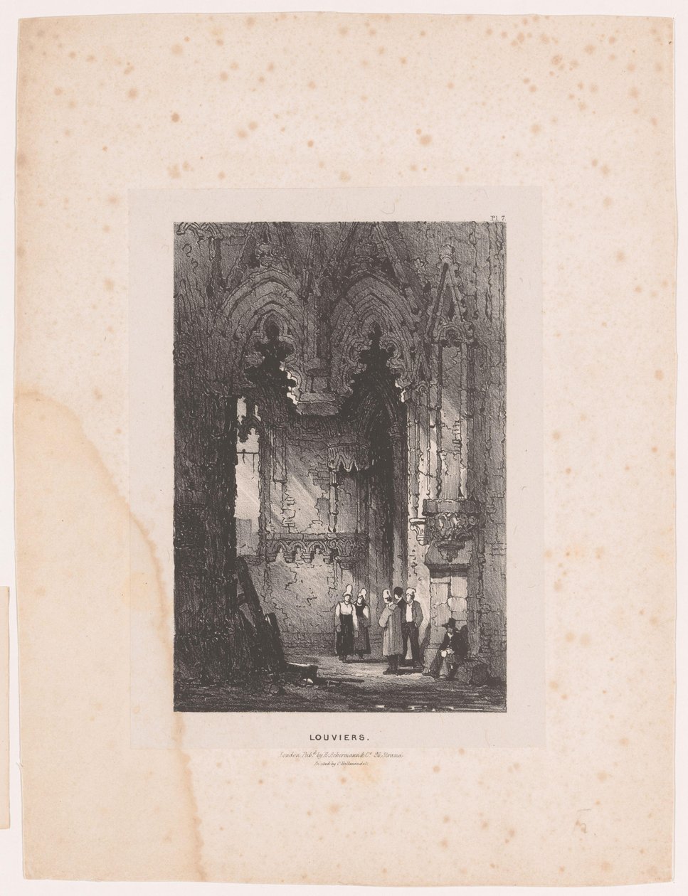Interiör av en kyrka i Louviers Louviers (titel på objekt) Interiörer (serietitel) Interiörer (serietitel) av Samuel Prout (attributed to)