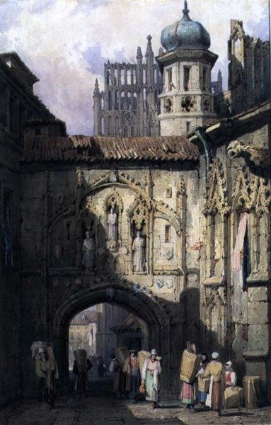 En utsikt i Nürnberg, ca 1823 (akvarell på papper) av Samuel Prout