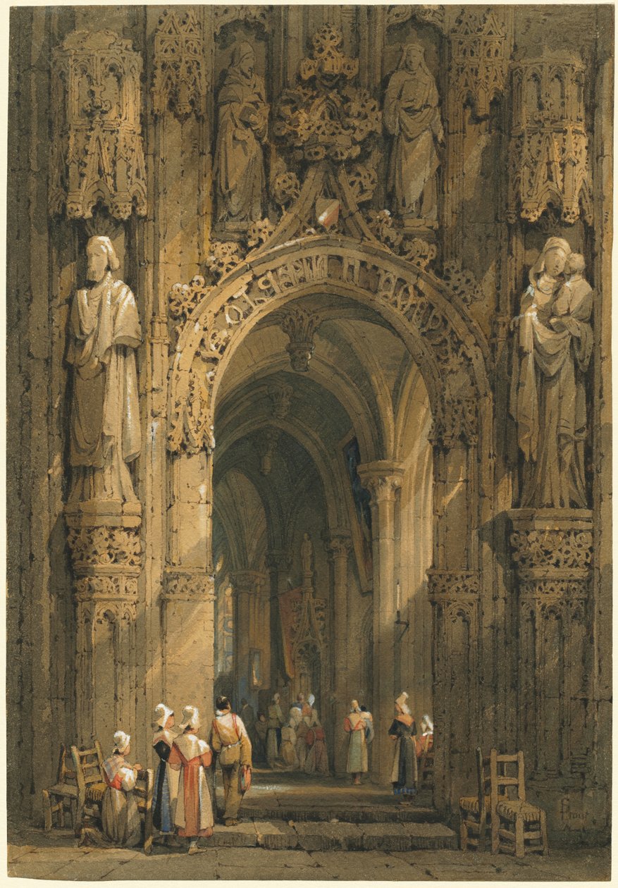 Interiör i en katedral av Samuel Prout