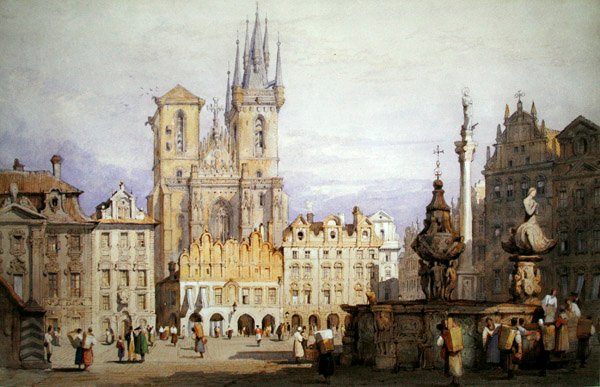 Prag (akvarell med kroppsfärg på papper) av Samuel Prout