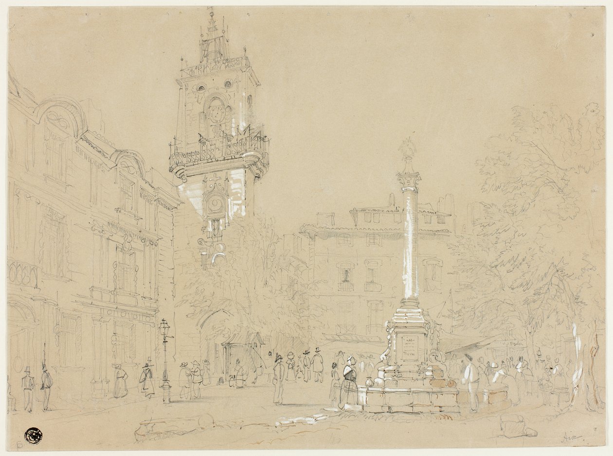 Torg i Aix-en-Provence av Samuel Prout