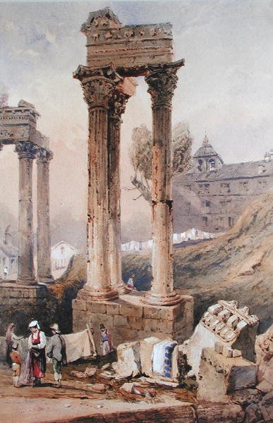 Vespasianus tempel (akvarell på papper) av Samuel Prout