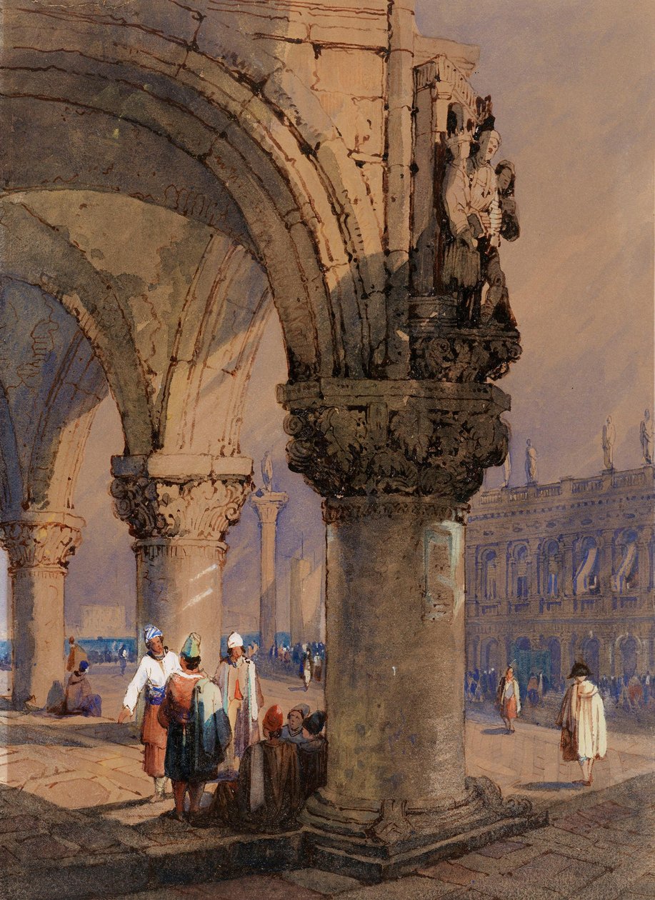 Kolonnaden vid Dogepalatset, Venedig av Samuel Prout