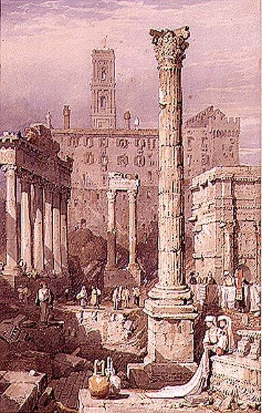 Forumet, Rom (akvarell, gouache på papper) av Samuel Prout