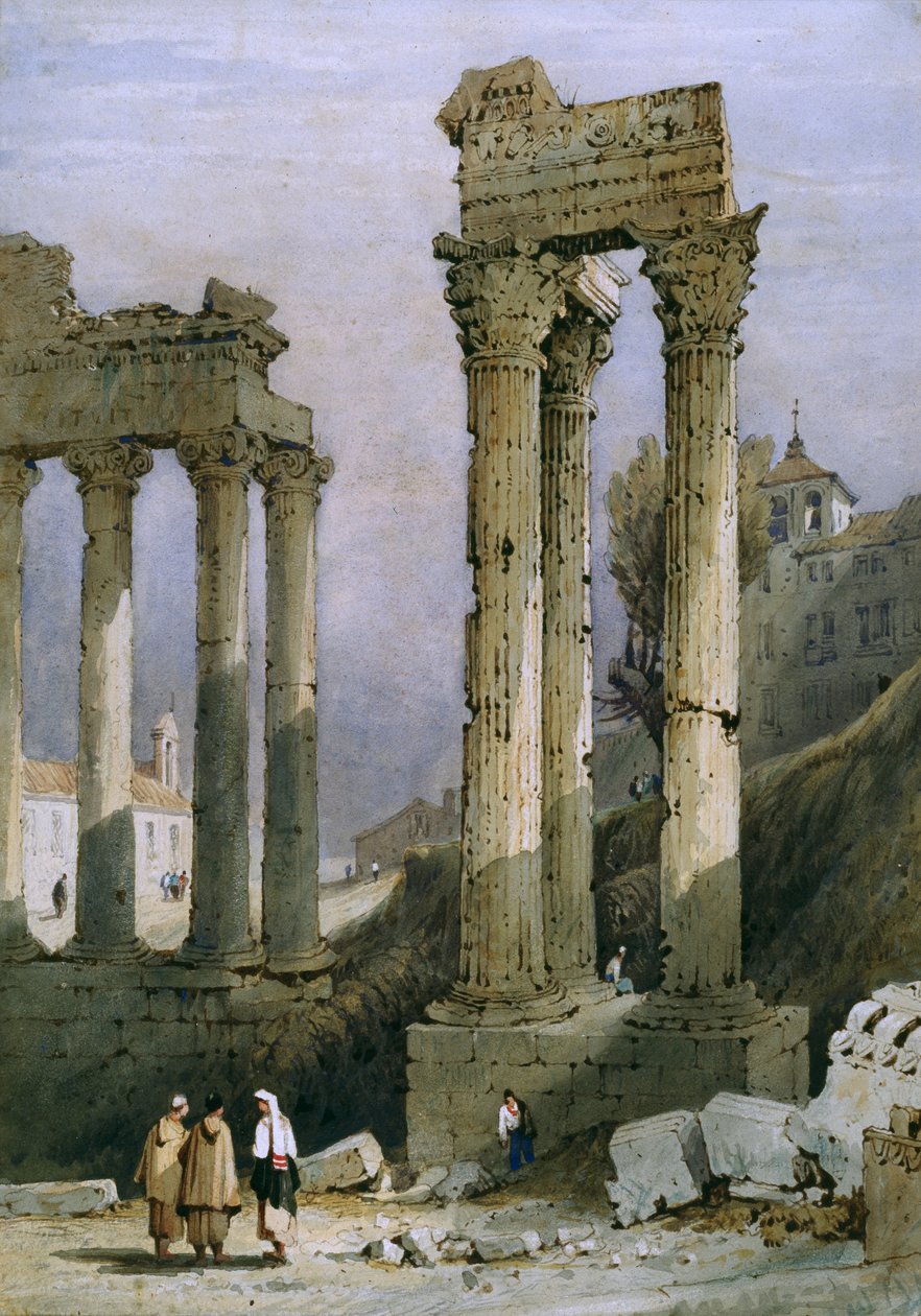 Vespasianus och Saturnus tempel (akvarell på papper) av Samuel Prout
