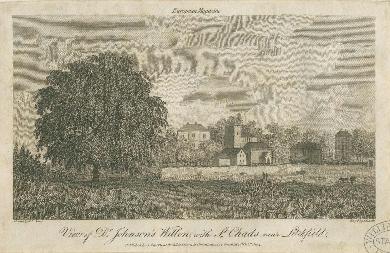 Lichfield - "Dr. Johnsons" Willow Tree: gravyr, nd [c 1804] av Samuel Rawle
