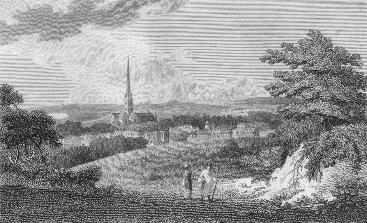 Salisbury, från London Road, 1805 av Samuel Rawle