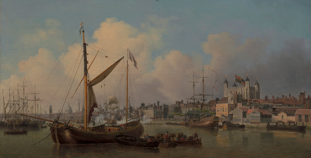 En utsikt över Towern i London, förmodad på hans majestäts födelsedag av Samuel Scott