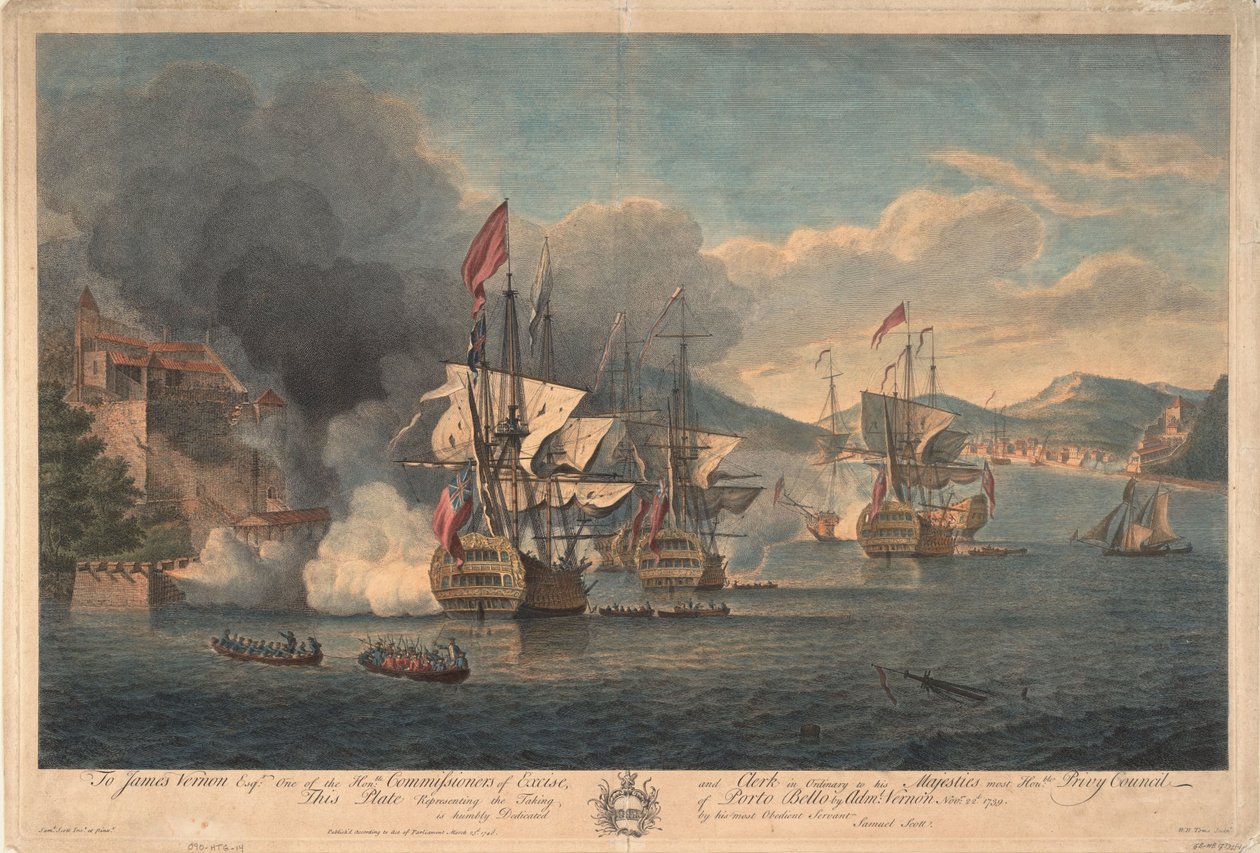 Erövring av Porto Bello av amiral Edward Vernon den 22 november 1739 av Samuel Scott