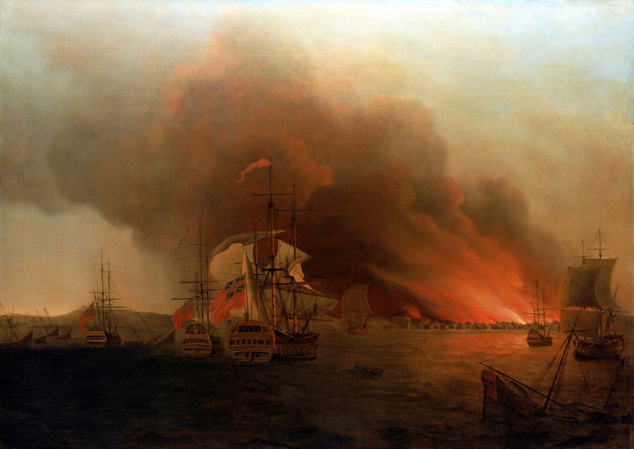 Paytas bränning, november 1741, mitten av 1700-talet (olja på duk) av Samuel Scott