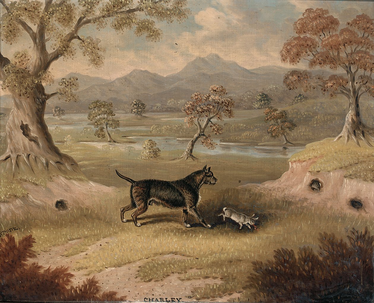 Charley, en terrier med en kanin av Samuel Spode