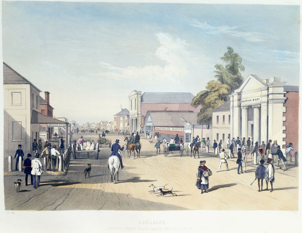 Adelaide, Hindley Street, skylt 41, från "South Australia Illustrated" av George French Angas av Samuel Thomas Gill