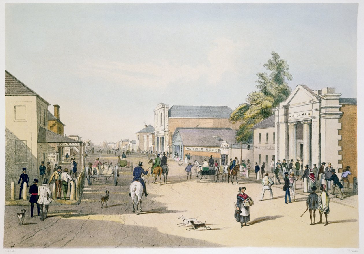Hindley Street från hörnet av King William Street, Adelaide av Samuel Thomas Gill