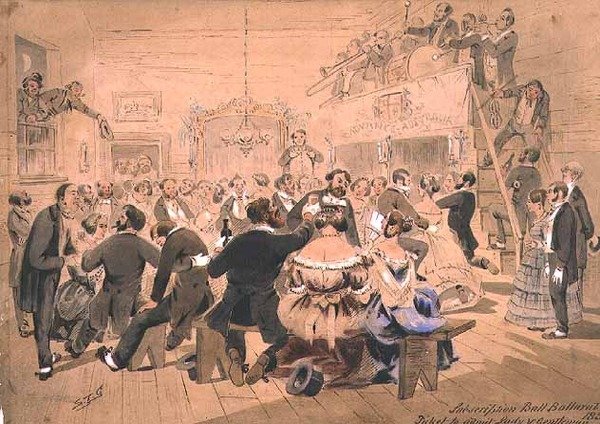 Den första prenumerationsbollen, Ballarat, Victoria av Samuel Thomas Gill