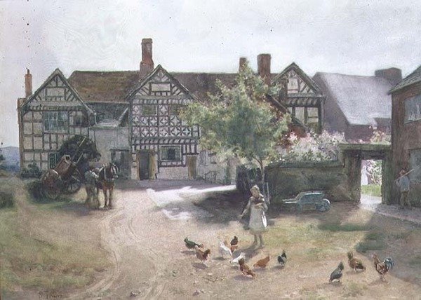 Darcy Lever Old Hall (akvarell på papper) av Samuel Towers