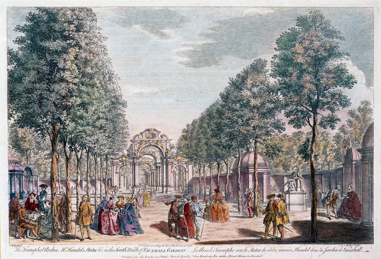 Vauxhall Gardens, graverad av John Miller a.k.a. Johann Sebastian Müller av Samuel Wale