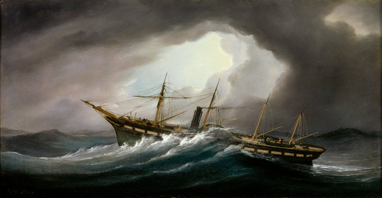 Hjulångaren "Great Western" i kuling, mitten - slutet av 1800-talet (olja på duk) av Samuel Walters