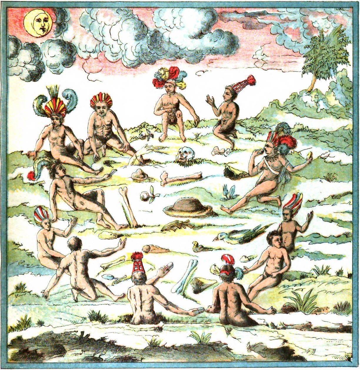 Champlain Västindien plansch LIX - Berättelse om indianerna av Samuel de Champlain