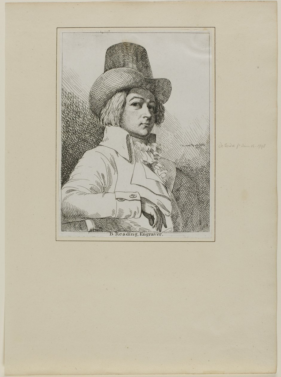 Porträtt av B. Reading, gravör av Samuel de Wilde