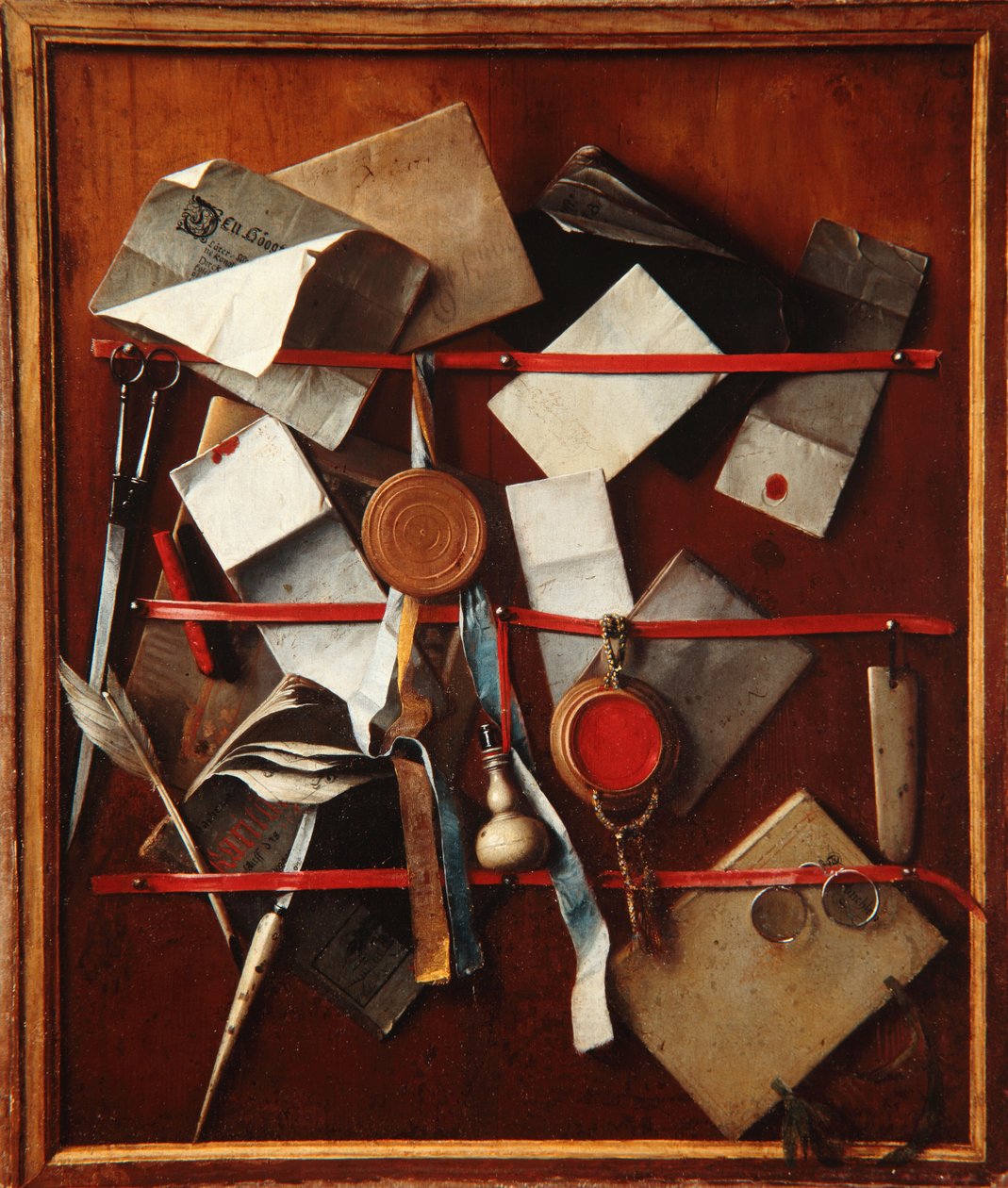 Skämt brevställ med skrivredskap, c.1655 av Samuel van Hoogstraten