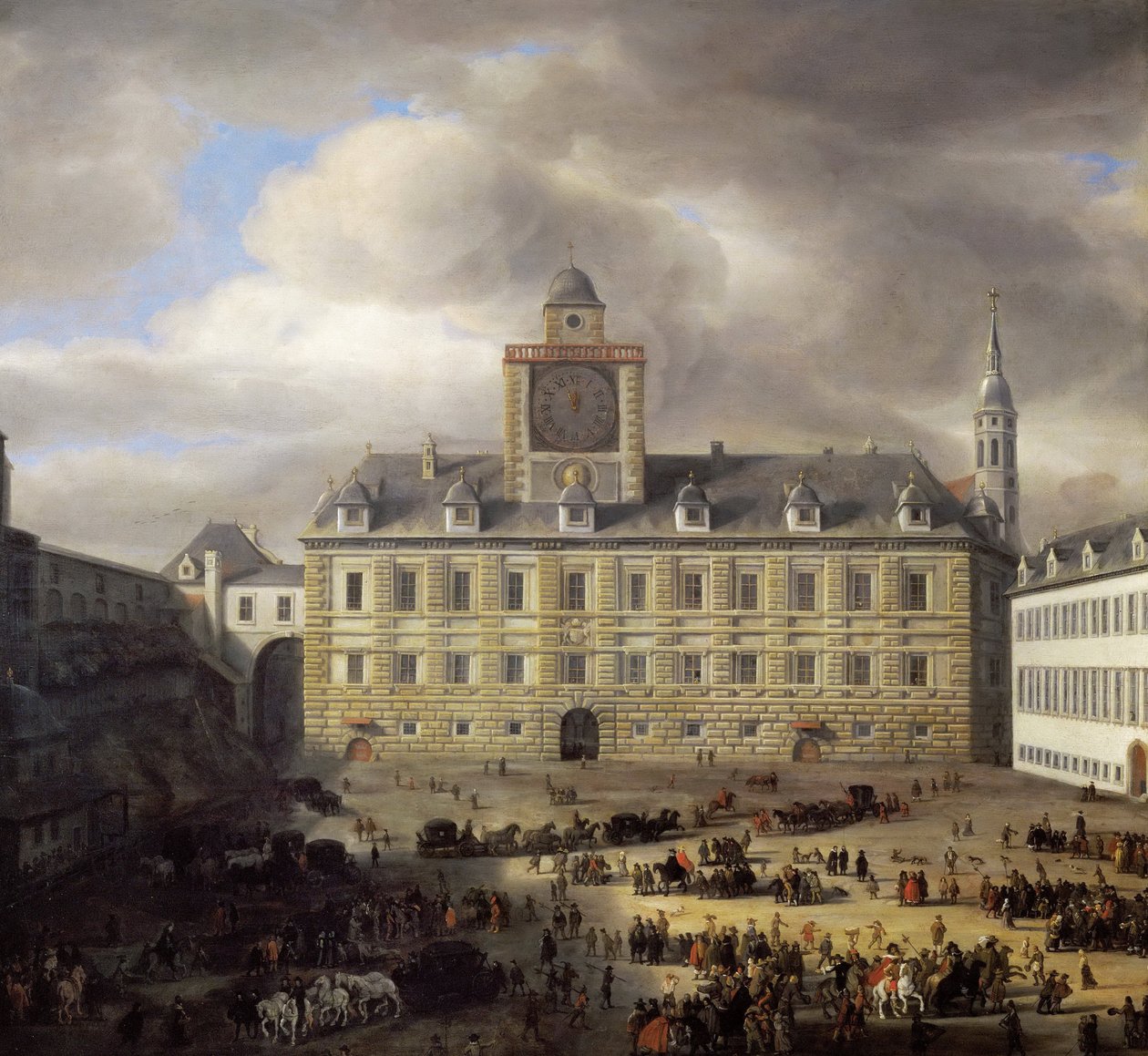 Huvudtorget inne i det kejserliga slottet i Wien - Samuel Dirksz van Hoogstraten (1627-1678). olja på trä av Samuel van Hoogstraten