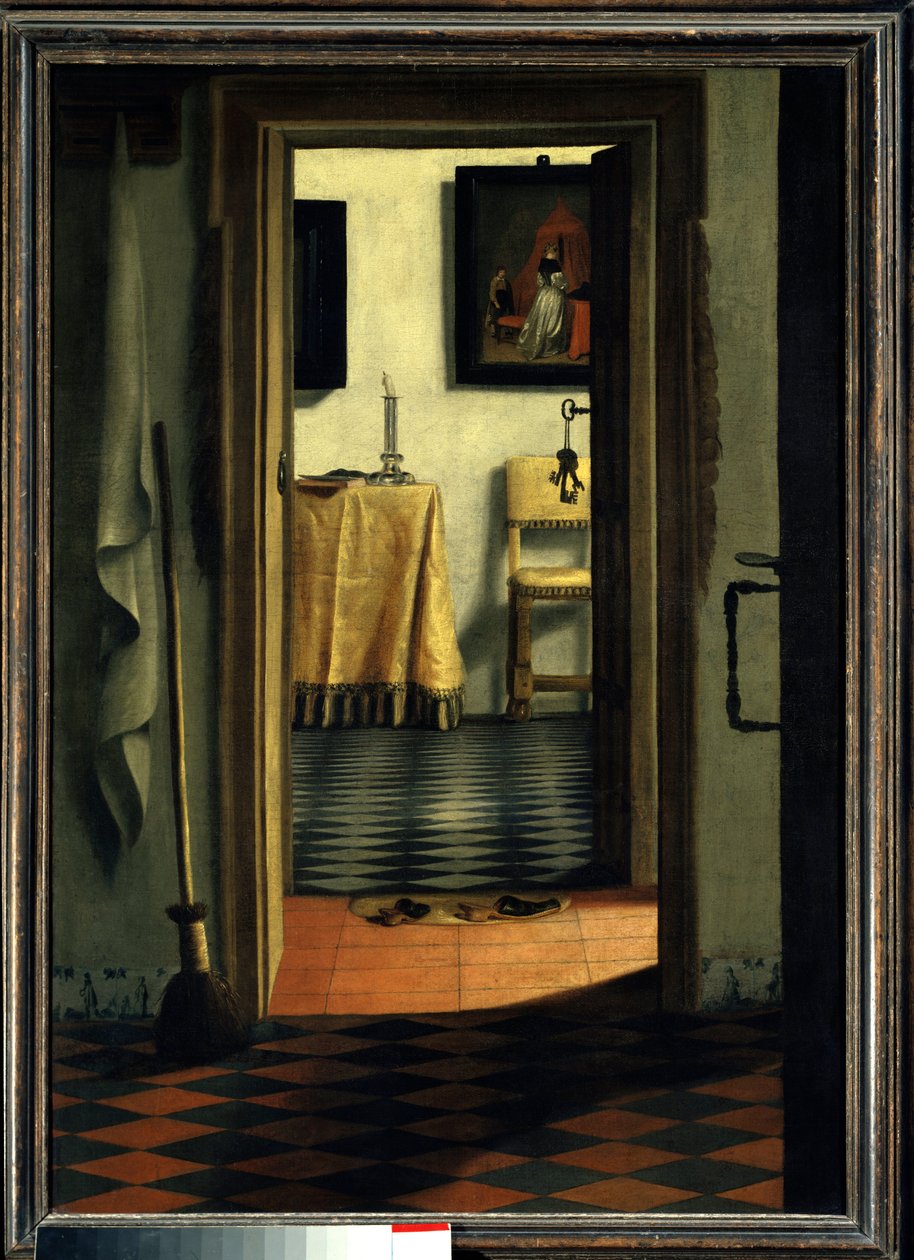 Tofflorna En interiör av hus i Holland - Målning av Samuel Hoogstraten (1626-1678) (ec flam) 1600-talet Sön 1,03x0,70 m Paris, Louvren av Samuel van Hoogstraten