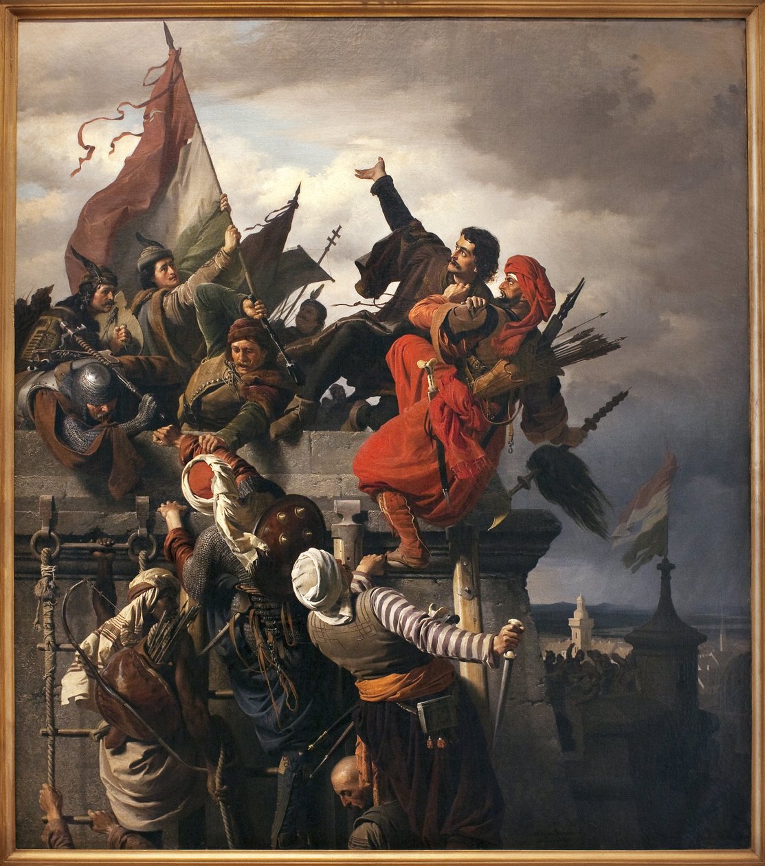Titusz Dugovics offer (? -1456). Ungerska nationella hjältar, som utmärktes under belägringen av Belgrad av det osmanska riket. Målning av Sandor Wagner (1838-1919), Olja på duk av Alexander von Wagner