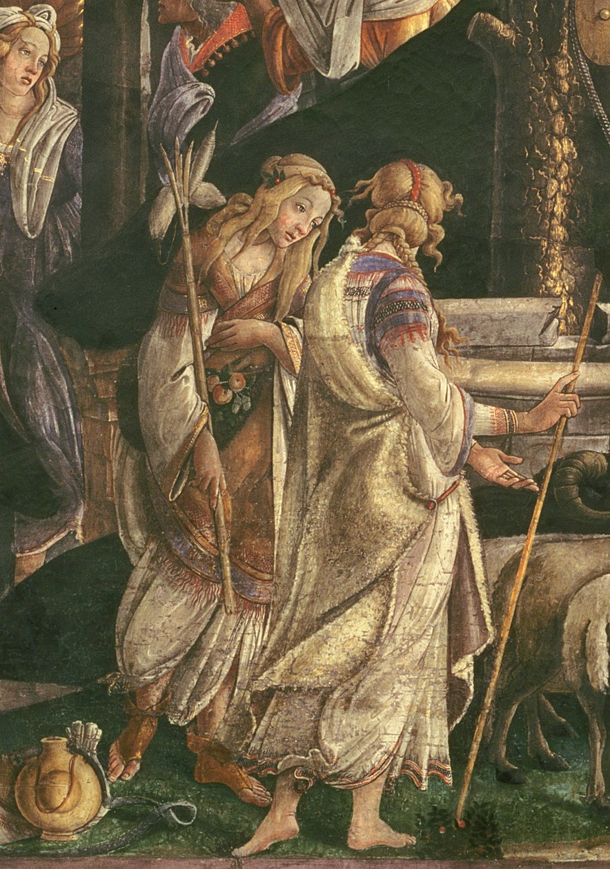Detalj från The Youth of Moses, i Sixtinska kapellet, 1481 av Sandro Botticelli