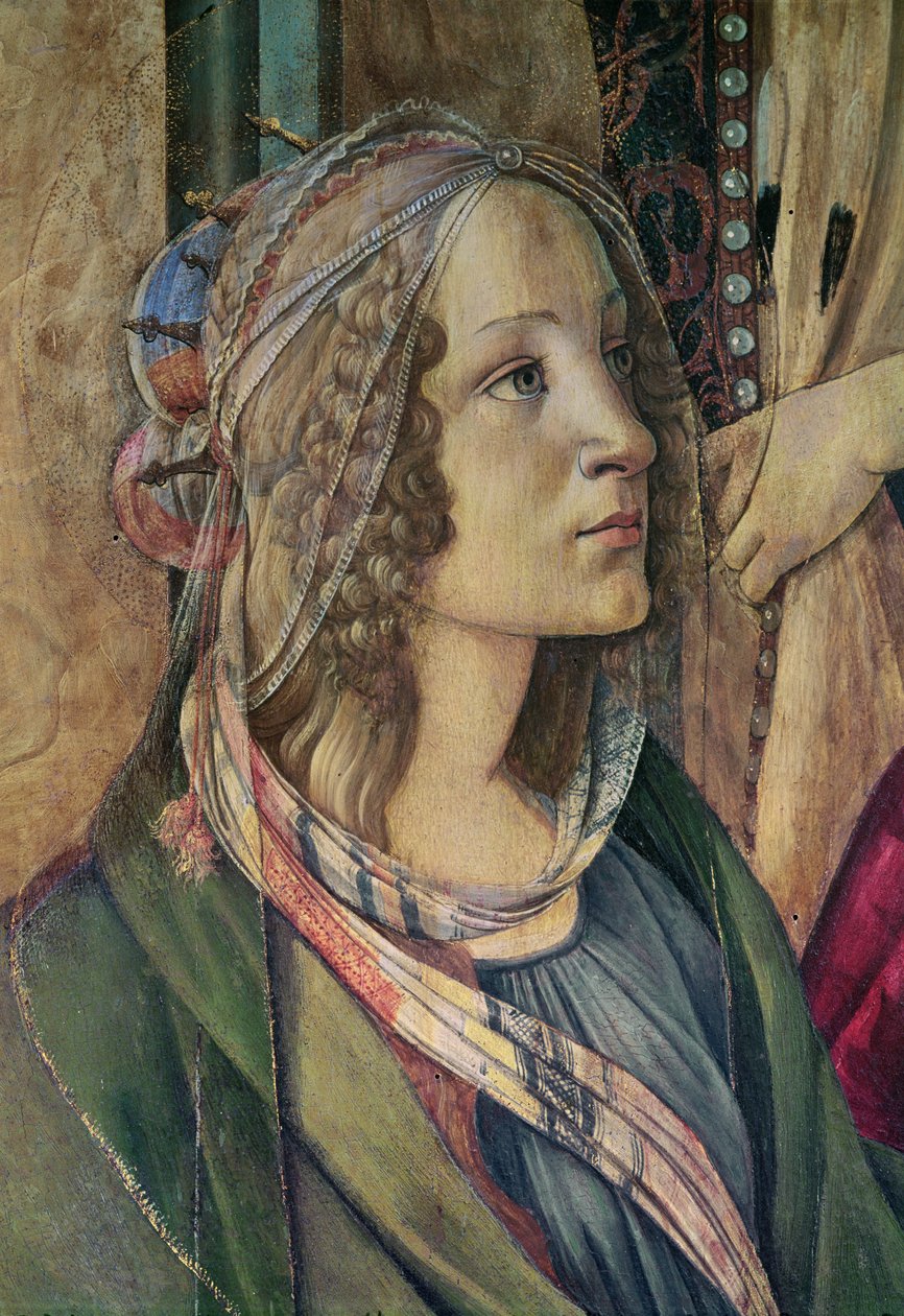 Detalj av St. Catherine från altartavlan i San Barnaba, c.1488 tempera på panel av Sandro Botticelli