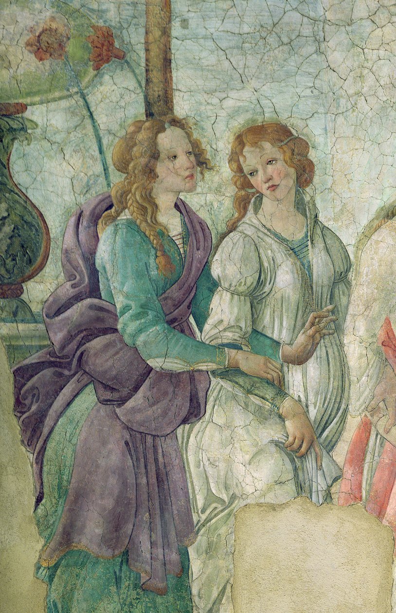 Detalj av Venus och Gratiorna som erbjuder en ung flicka gåvor, 1486 (se även 33760) av Sandro Botticelli