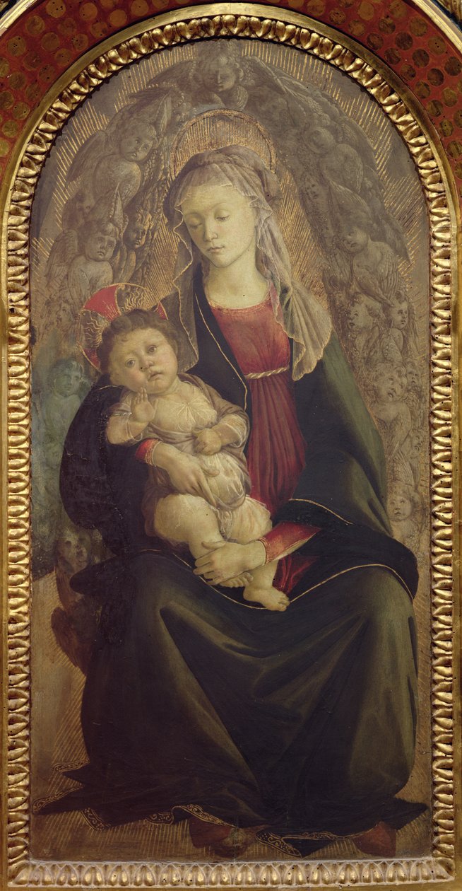 Madonna and Child in Glory (tempera på panel) (för detaljer se 107250) av Sandro Botticelli