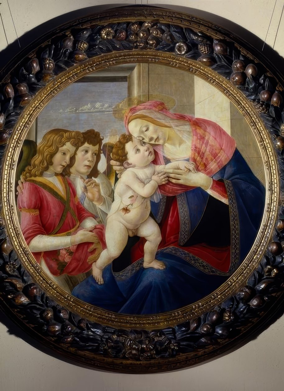 Maria med barn och änglar av Sandro Botticelli