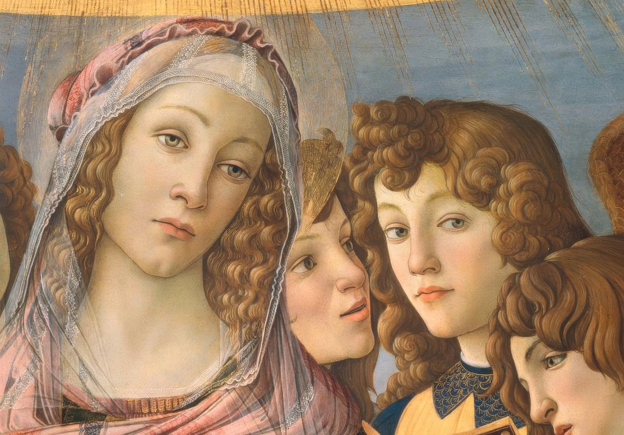 Maria med barnet och sex änglar av Sandro Botticelli