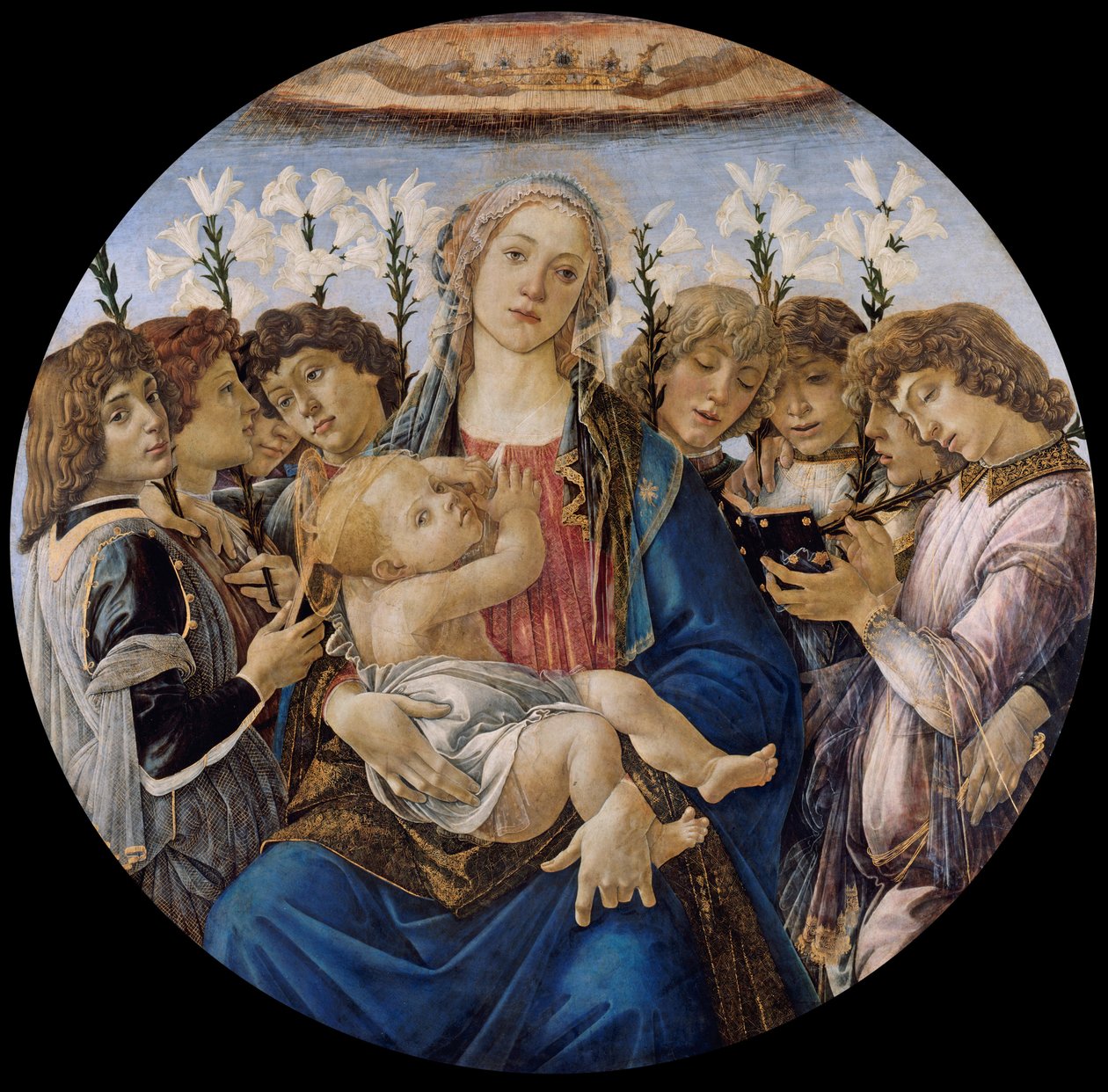 Mary med barnet och sjungande änglar av Sandro Botticelli