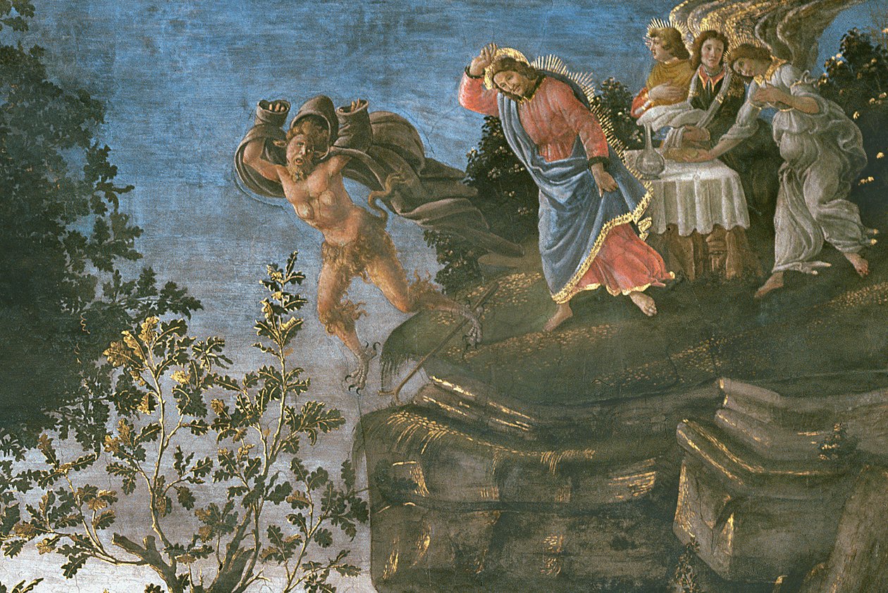 Den spetälskas rening och Kristi frestelse, i Sixtinska kapellet, 1481 Freskedetalj av 75786 av Sandro Botticelli