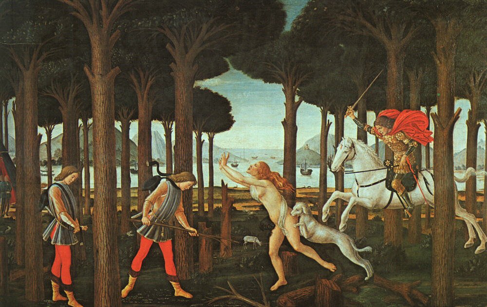 Berättelsen om Nastagio degli Onesti av Sandro Botticelli