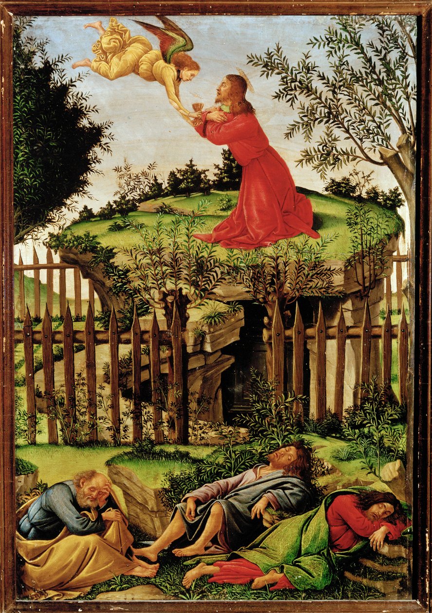 Kristus ber i Getsemanes trädgård (tempera) av Sandro (1444/5-1510) Botticelli