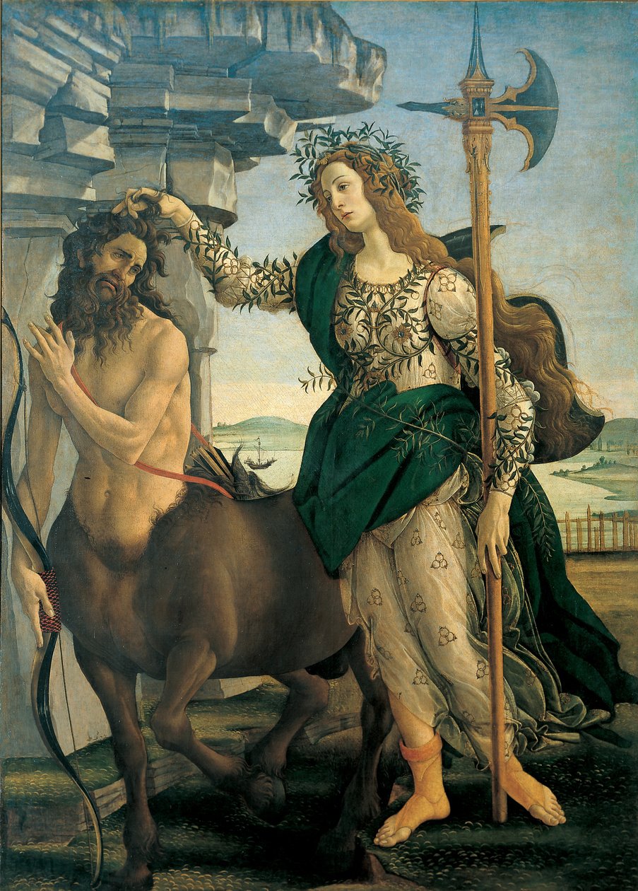 Pallas (Athena eller Minerva) och Kentauren av Sandro Botticelli (1445-1510), ca 1482 - Florens, Uffizierna. av Sandro Botticelli