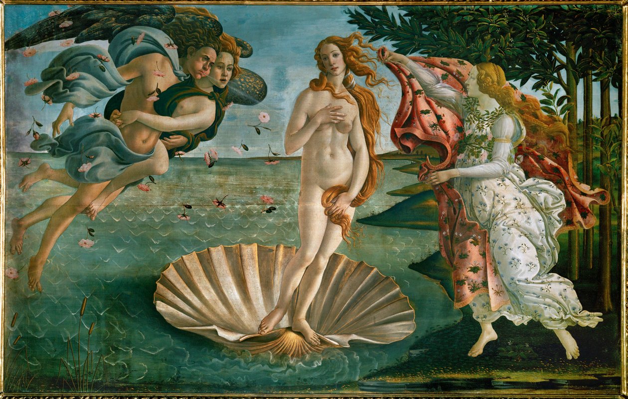 Venus födelse (målning på duk) av Sandro (1444/5-1510) Botticelli