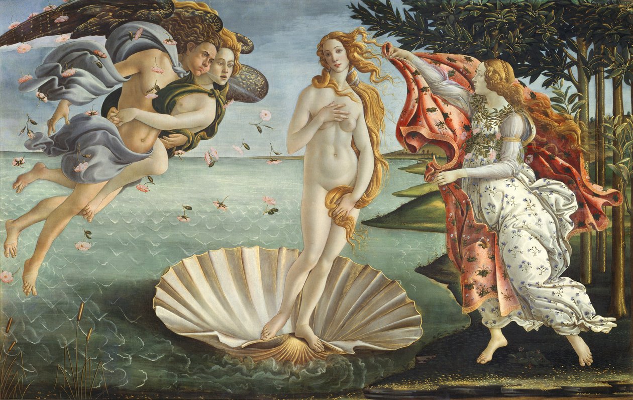 The Birth of Venus, c.1485 (tempera på duk) av Sandro (1444/5 1510) Botticelli