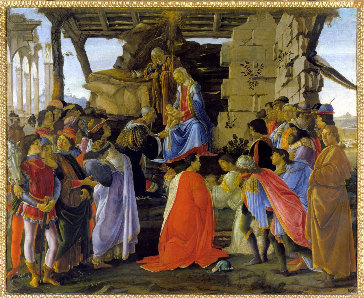 "Adoration of Magi" representation av medlemmen av Medici-familjen av Sandro Botticelli
