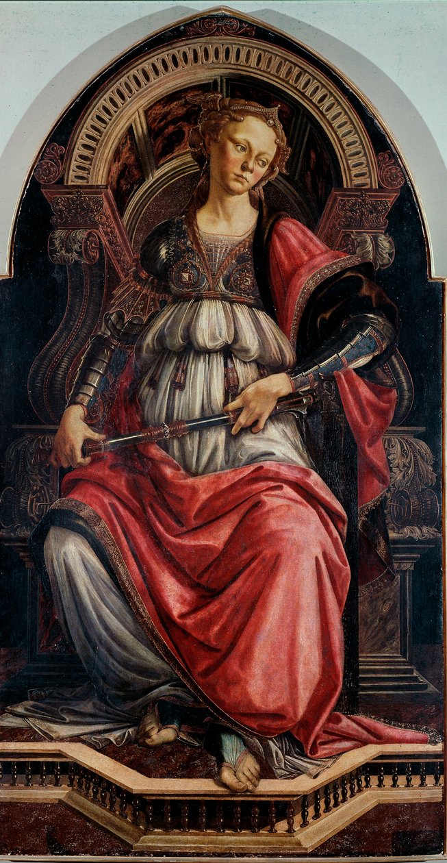 Force Allegory. Målning på trä av Alessandro di Mariano dei Filipepi dit Sandro Botticelli (1445-1510) 1470 ca. Sön 167x87 cm Uffizigalleriet (Kontor) Florens av Sandro Botticelli