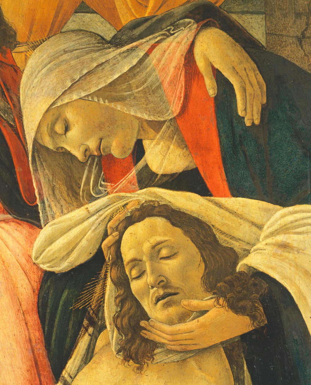 Klagosång över den döde Kristus, ca 1490-1500 (tempera på panel) (detalj) av Sandro Botticelli