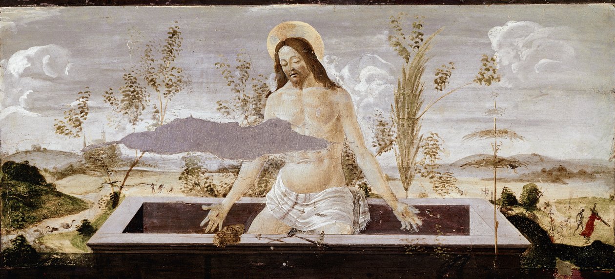 Pieta. Detalj av St Barnaba altartavla (tempera på trä av Sandro Botticelli