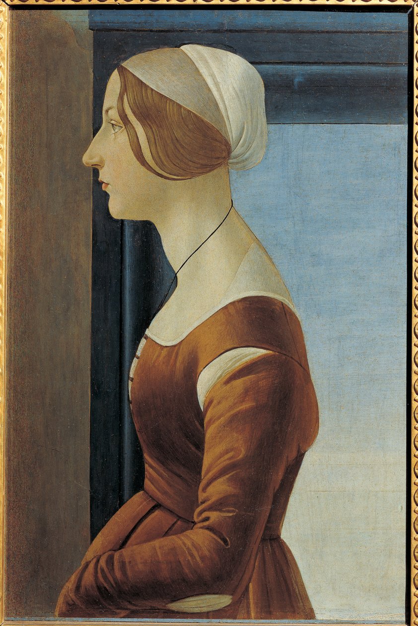 Porträtt av ung kvinna (Simonetta Vespucci eller Clarice (Clarisse) Orsini), ca 1475 (målning) av Sandro (1444/5 1510) Botticelli
