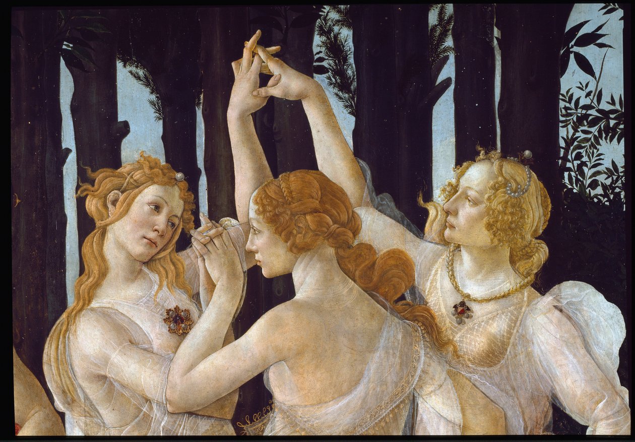 Vår. Detalj som representerar de tre nåderna av Sandro Botticelli