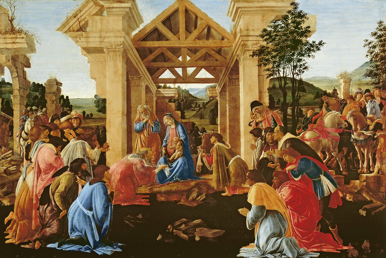 De vise kungarnas tillbedjan, ca 1478-82 (tempera och olja på panel) av Sandro Botticelli