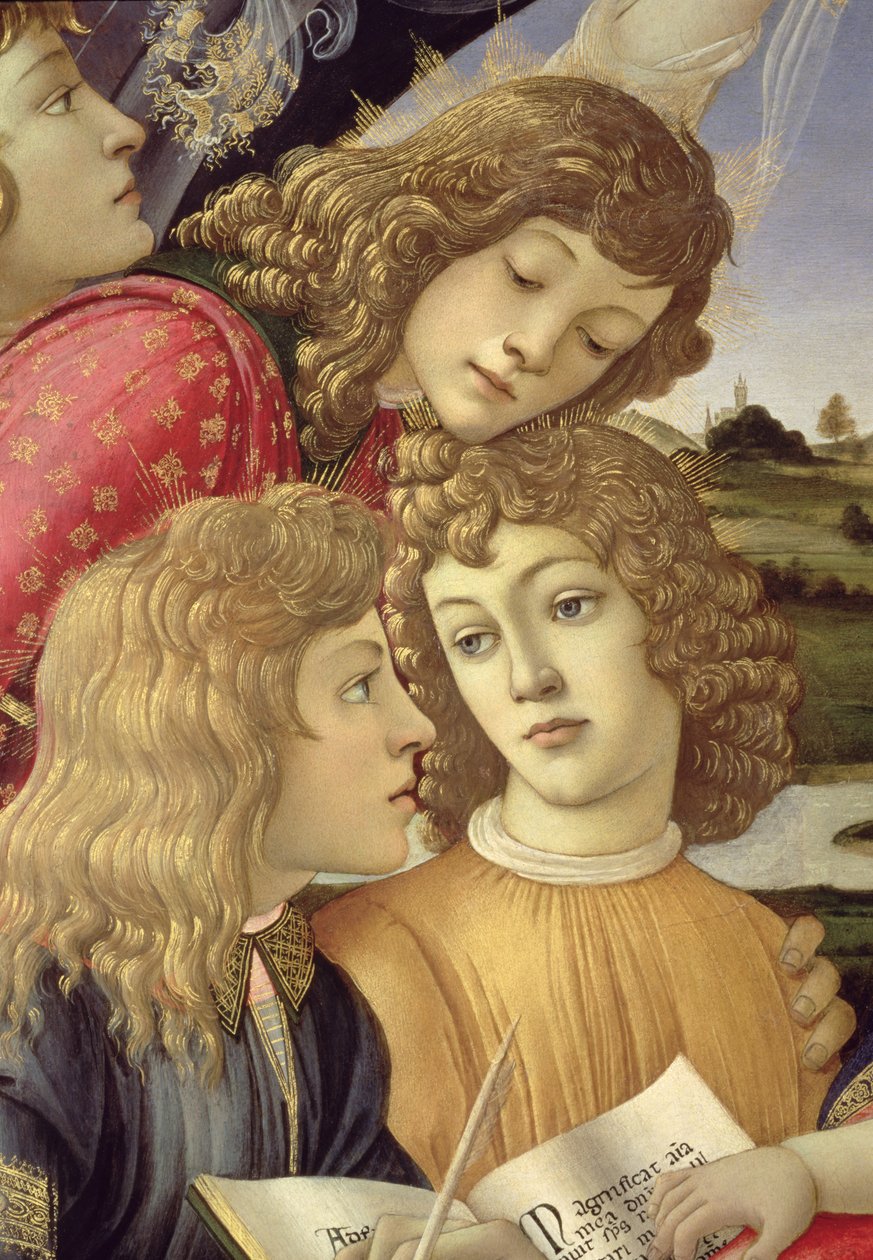 The Madonna of the Magnificat, detalj av tre pojkar av Sandro Botticelli