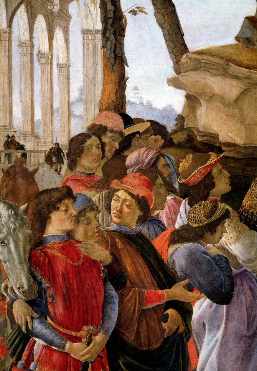 Tillbedjan av magi, detalj av Sandro Botticelli