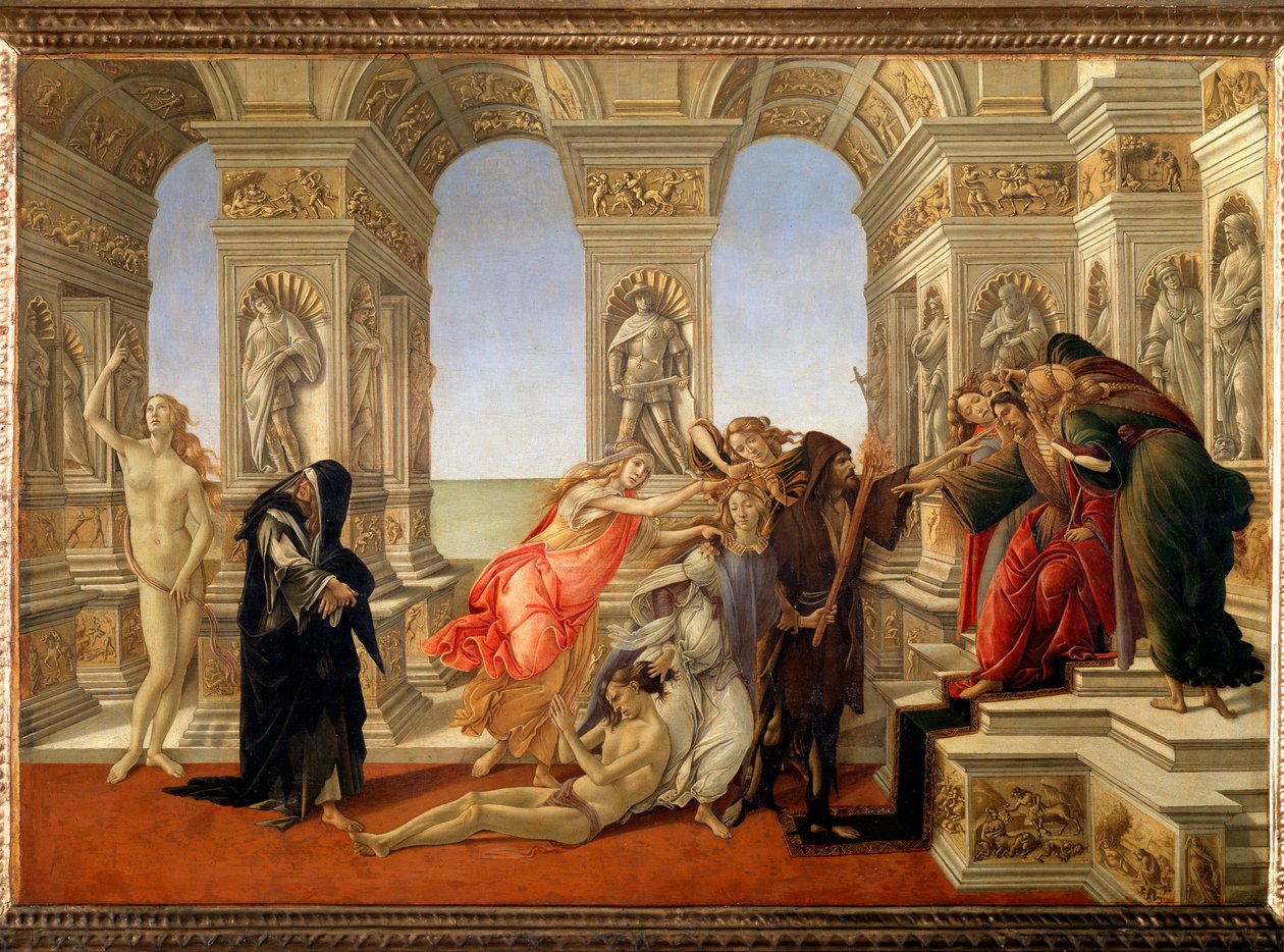 Apelles förtal (Tempera på duk av Sandro Botticelli